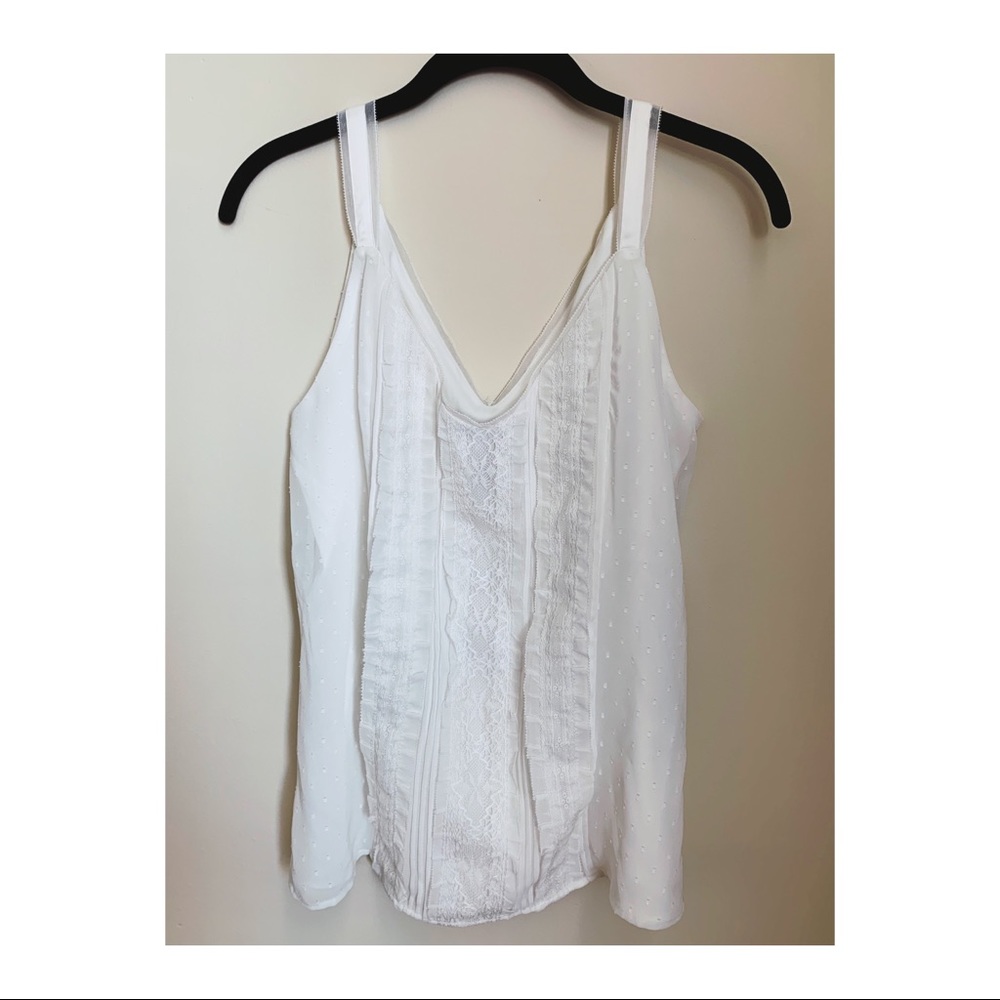 White House Black Market Ecru Lace Detail Cami